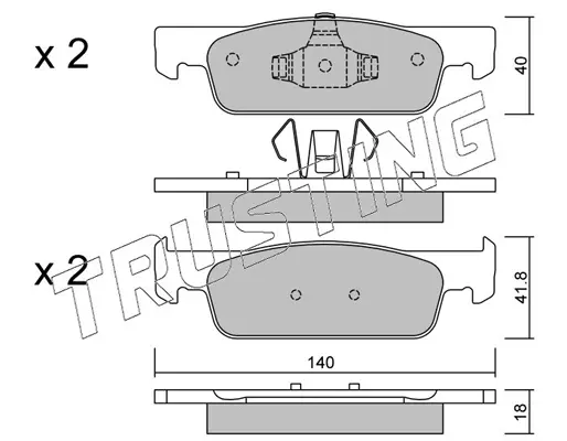 комплект спирачно феродо, дискови спирачки TRUSTING            