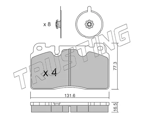 комплект спирачно феродо, дискови спирачки TRUSTING            