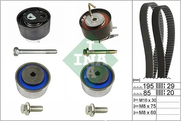 комплект ангренажен ремък INA                 