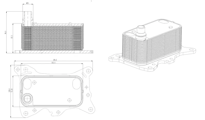 Маслен радиатор за MERCEDES-BENZ SPRINTER 3,5-t кутия (B907, B910) 311 CDI (910.631, 910.633) 31835 NRF                 