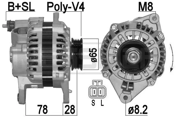 Алтернатор / генератор за MITSUBISHI L 400 / SPACE GEAR автобус (PD_W, PC_W, PA_V, PB_V) 2.0 209335A ERA                 