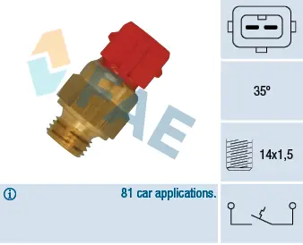 термошалтер, предупредителна лампа за охладителната течност FAE                 