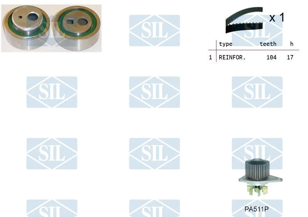 водна помпа- к-кт ангренажен ремък Saleri SIL          