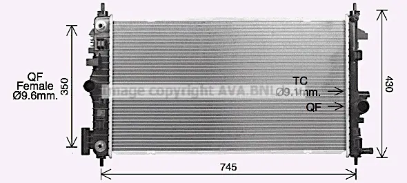 радиатор, охлаждане на двигателя AVA QUALITY COOLING 