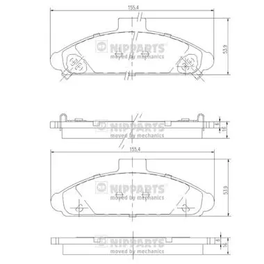 комплект спирачно феродо, дискови спирачки NIPPARTS            