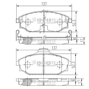 комплект спирачно феродо, дискови спирачки NIPPARTS            