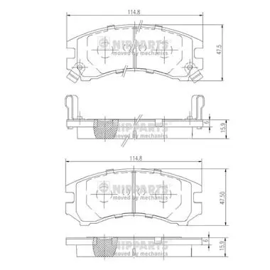 комплект спирачно феродо, дискови спирачки NIPPARTS            
