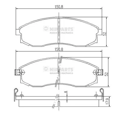 комплект спирачно феродо, дискови спирачки NIPPARTS            