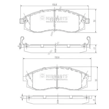комплект спирачно феродо, дискови спирачки NIPPARTS            