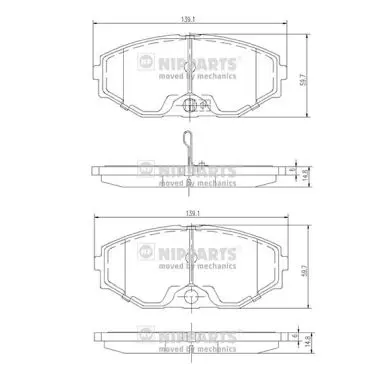 комплект спирачно феродо, дискови спирачки NIPPARTS            