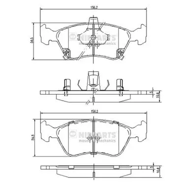 комплект спирачно феродо, дискови спирачки NIPPARTS            