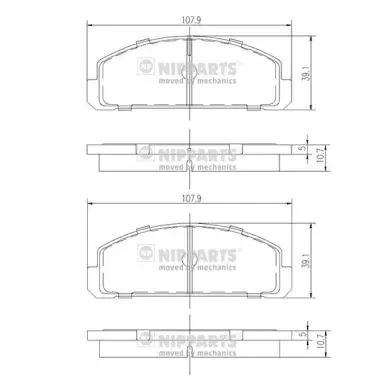 комплект спирачно феродо, дискови спирачки NIPPARTS            