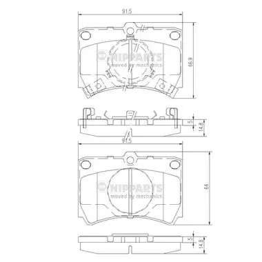 комплект спирачно феродо, дискови спирачки NIPPARTS            