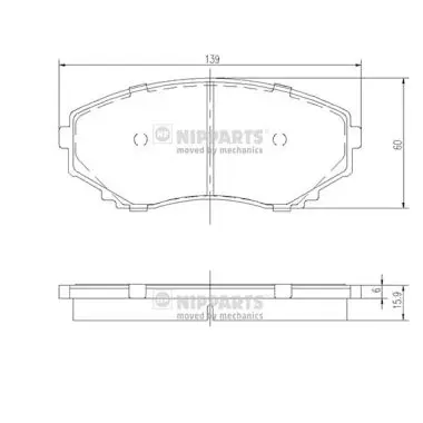 комплект спирачно феродо, дискови спирачки NIPPARTS            