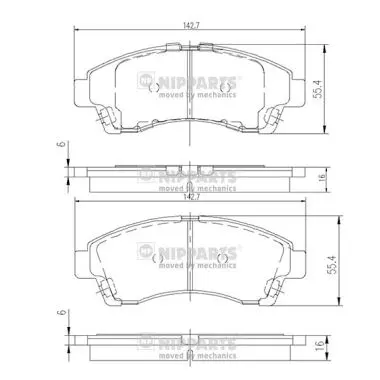комплект спирачно феродо, дискови спирачки NIPPARTS            