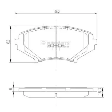 комплект спирачно феродо, дискови спирачки NIPPARTS            