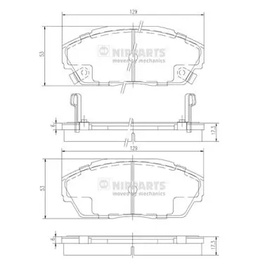 комплект спирачно феродо, дискови спирачки NIPPARTS            