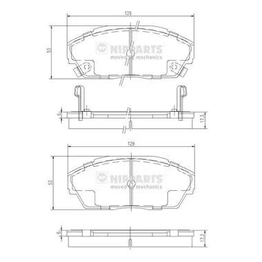 комплект спирачно феродо, дискови спирачки NIPPARTS            