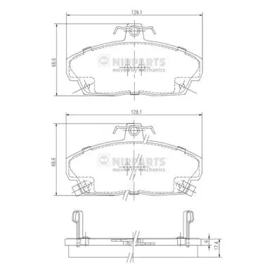 комплект спирачно феродо, дискови спирачки NIPPARTS            