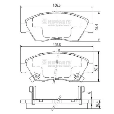 комплект спирачно феродо, дискови спирачки NIPPARTS            