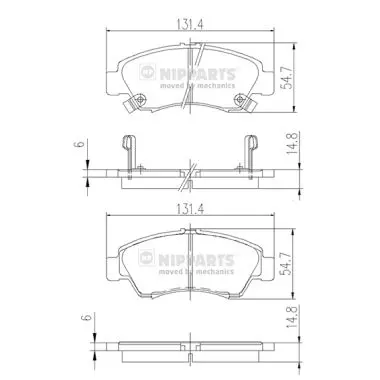 комплект спирачно феродо, дискови спирачки NIPPARTS            