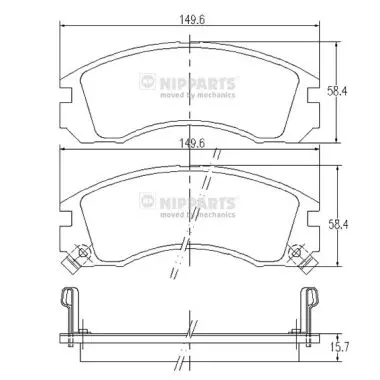 комплект спирачно феродо, дискови спирачки NIPPARTS            
