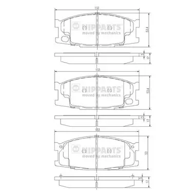 комплект спирачно феродо, дискови спирачки NIPPARTS            