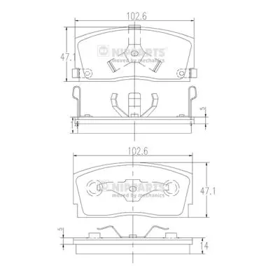 комплект спирачно феродо, дискови спирачки NIPPARTS            