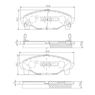комплект спирачно феродо, дискови спирачки NIPPARTS            