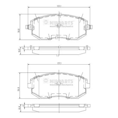 комплект спирачно феродо, дискови спирачки NIPPARTS            