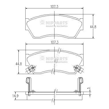 комплект спирачно феродо, дискови спирачки NIPPARTS            