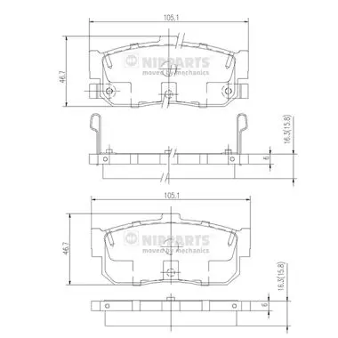 комплект спирачно феродо, дискови спирачки NIPPARTS            