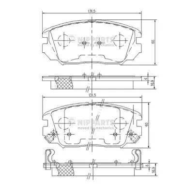 комплект спирачно феродо, дискови спирачки NIPPARTS            