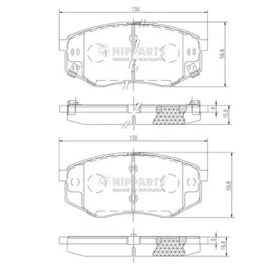 комплект спирачно феродо, дискови спирачки NIPPARTS            