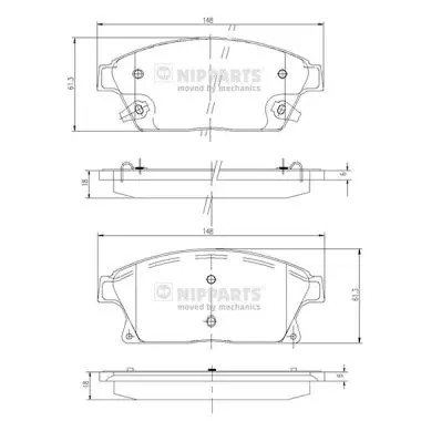 комплект спирачно феродо, дискови спирачки NIPPARTS            