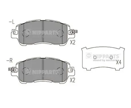 комплект спирачно феродо, дискови спирачки NIPPARTS            