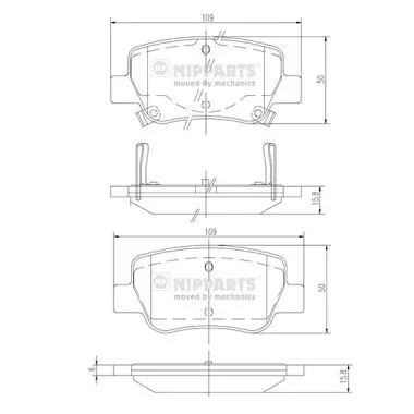 комплект спирачно феродо, дискови спирачки NIPPARTS            