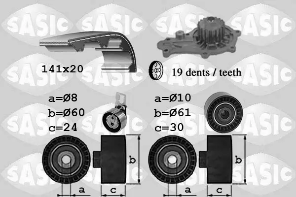 водна помпа- к-кт ангренажен ремък SASIC               
