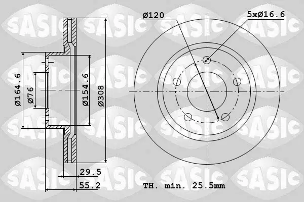 Спирачни дискове за Volkswagen TRANSPORTER T6 (бордова) платформа/ шаси (SFD, SFE, SFL, SFZ 2.0 TDI 6106083 SASIC               