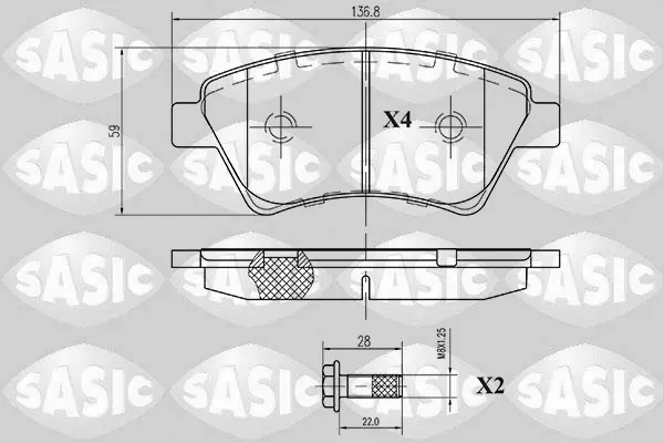 комплект спирачно феродо, дискови спирачки SASIC               