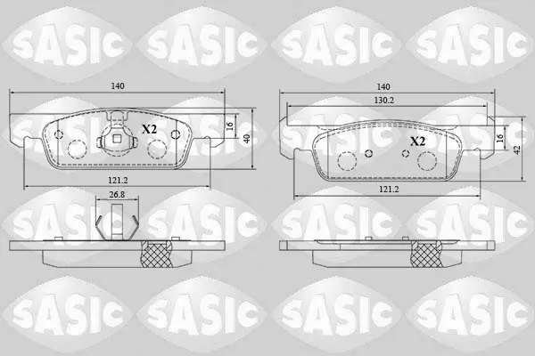 комплект спирачно феродо, дискови спирачки SASIC               