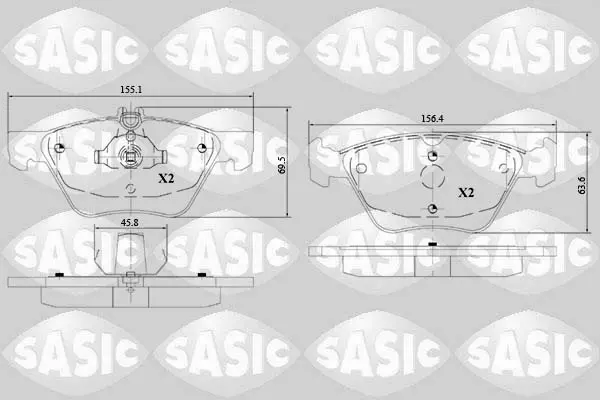 комплект спирачно феродо, дискови спирачки SASIC               