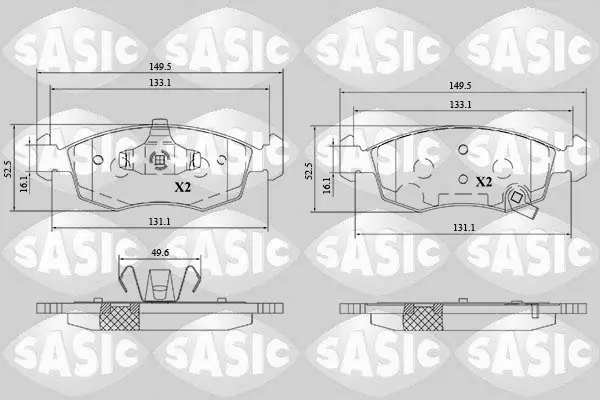 комплект спирачно феродо, дискови спирачки SASIC               
