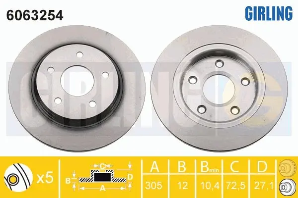 Спирачни дискове за FIAT FREEMONT (JF_, JC) 3.6 4x4 6063254 GIRLING             