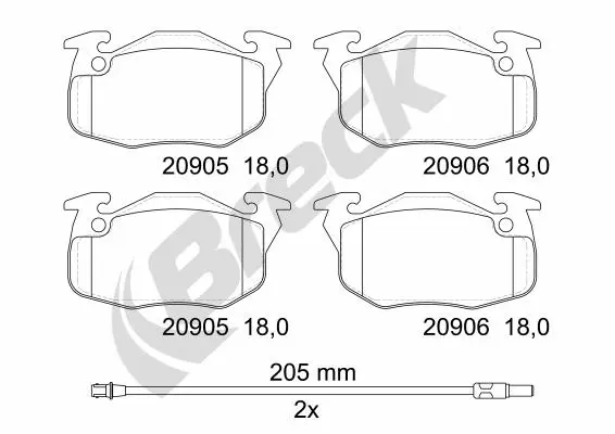 комплект спирачно феродо, дискови спирачки BRECK               
