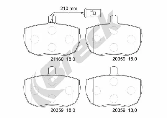 комплект спирачно феродо, дискови спирачки BRECK               