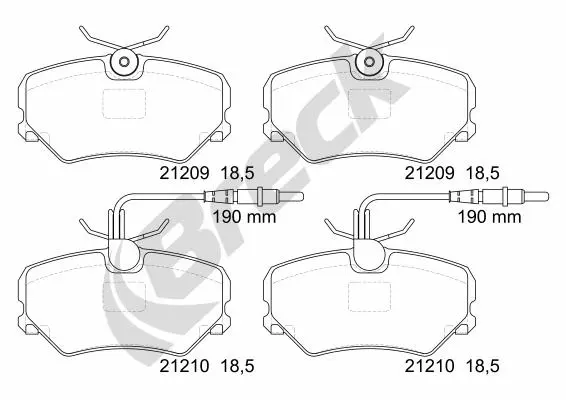 комплект спирачно феродо, дискови спирачки BRECK               