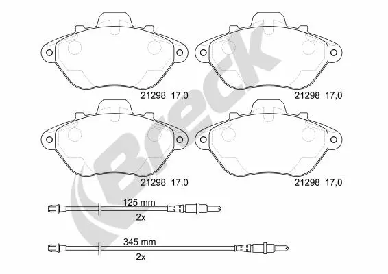 комплект спирачно феродо, дискови спирачки BRECK               