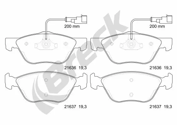 комплект спирачно феродо, дискови спирачки BRECK               
