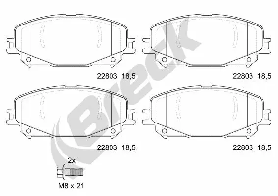 комплект спирачно феродо, дискови спирачки BRECK               